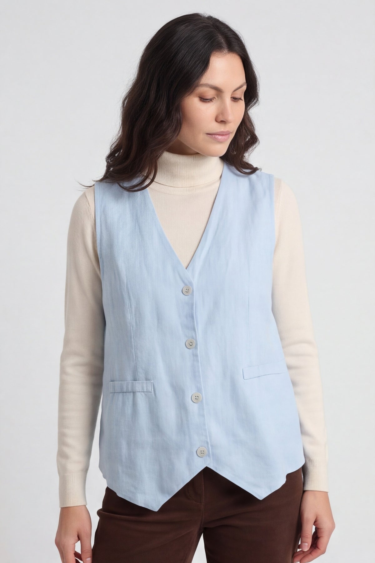Maryam Linen Waistcoat Light Blue – image 2 of 4