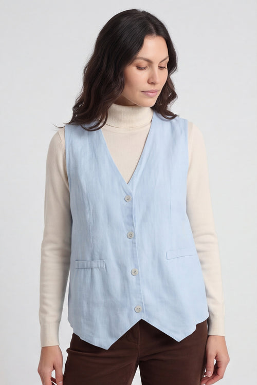Maryam Linen Waistcoat Light Blue – image 2 of 4