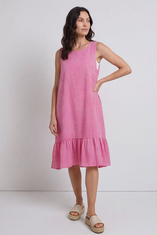 Imani Sleeveless Gingham Dress Fuchsia – image 2 of 5
