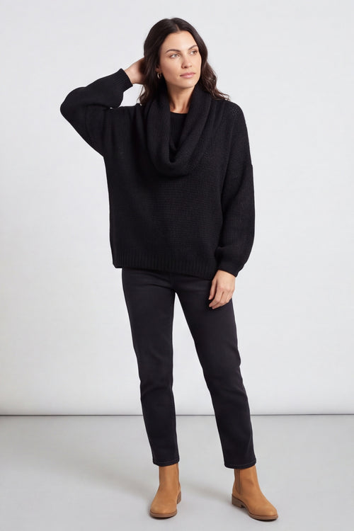 Baylin Scarf Knitted Jumper Black – image 2 of 6