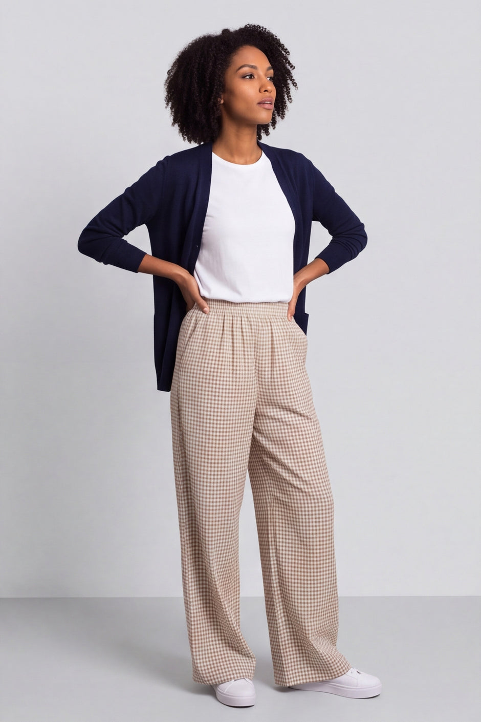 Cataleya Gingham Cotton Trousers Camel – image 2 of 6