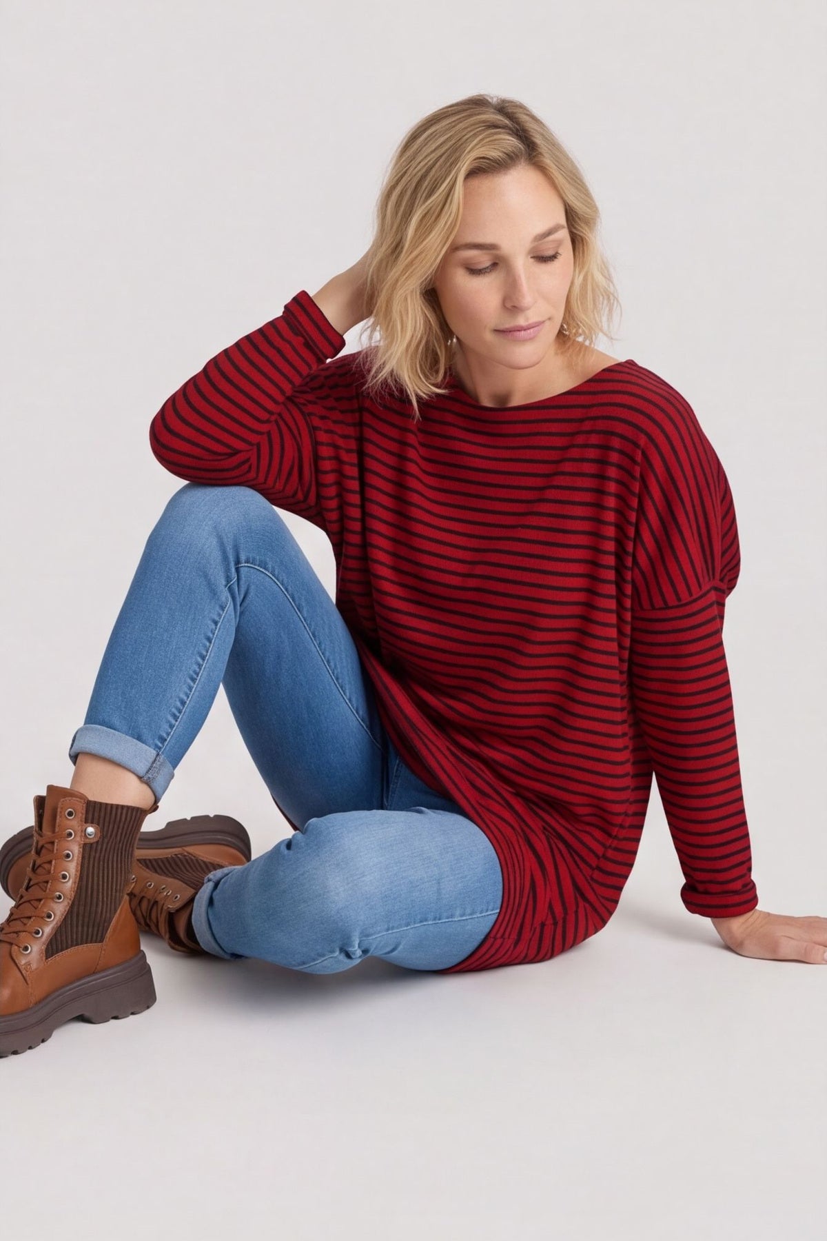 Nessie Stripe Cord Top Wine – image 2 of 6