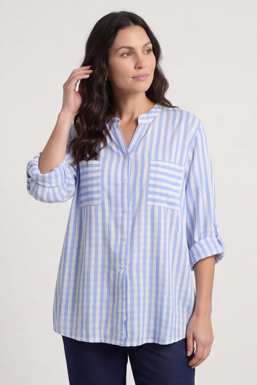 Jaynie Gingham Tie Front Shirt Powder Blue – image 2 of 5