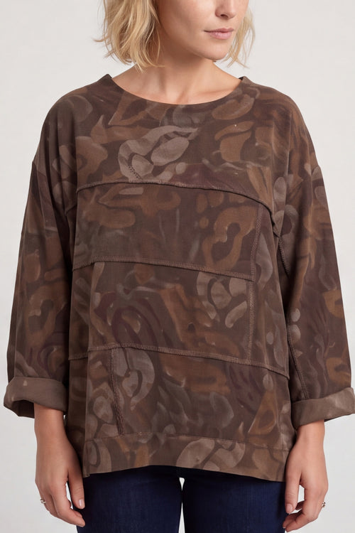 Doreen Print Needlecord Top Nutmeg – image 2 of 6