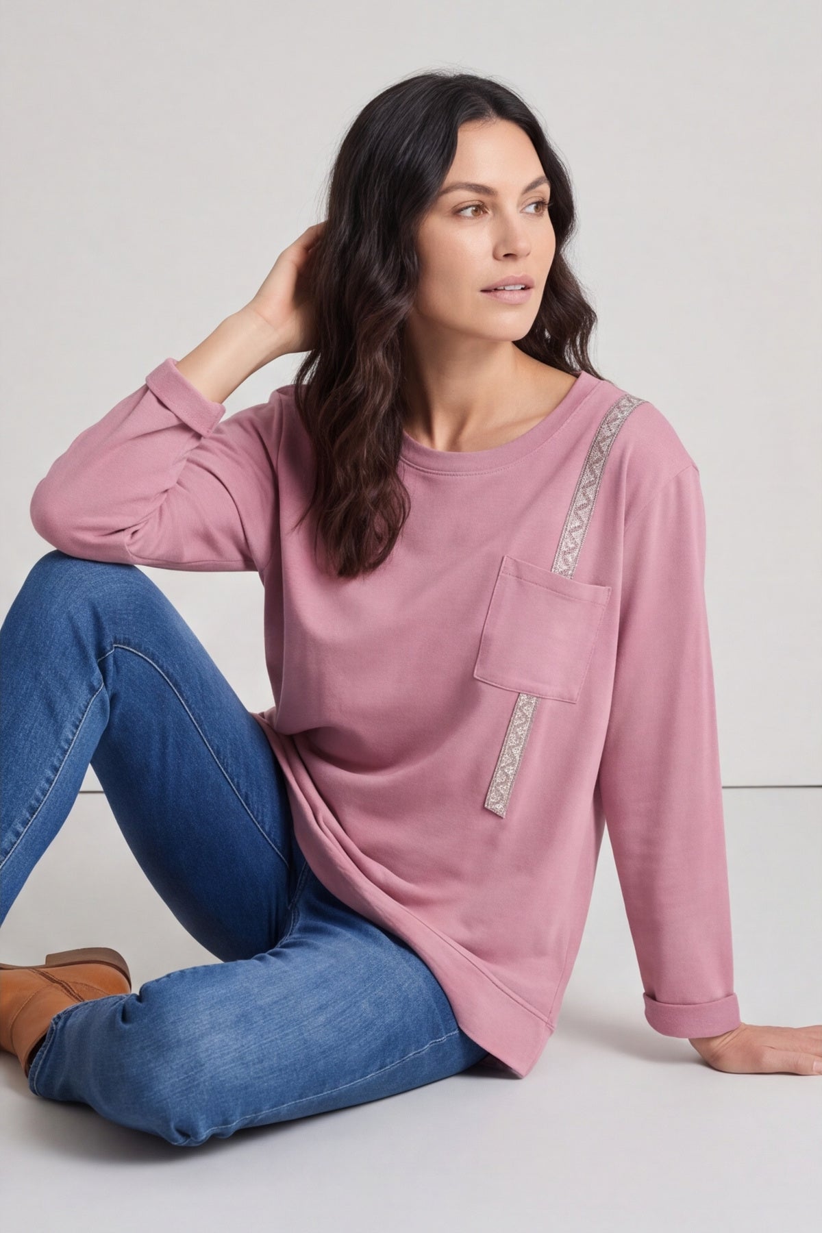 Barbara Pocket Cotton Top Pink – image 2 of 6