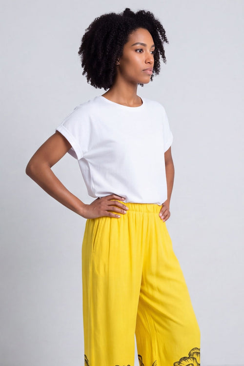 Aksana Flower Wide Leg Trousers Yellow – image 2 of 6