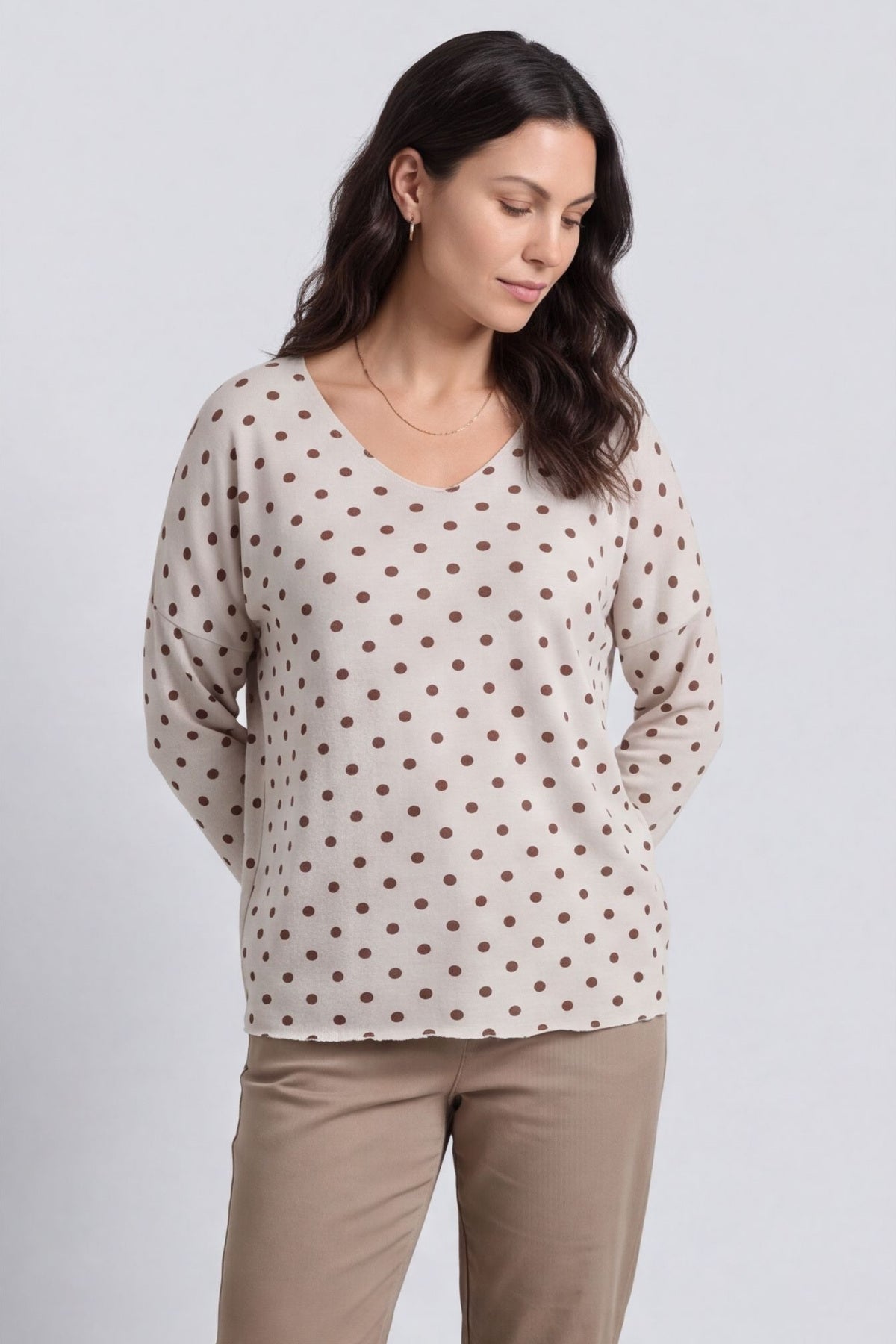 Lola Relaxed Polka Dot V-Neck Top – image 2 of 6