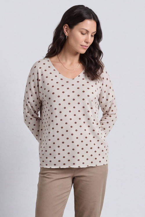 Lola Relaxed Polka Dot V-Neck Top – image 2 of 6