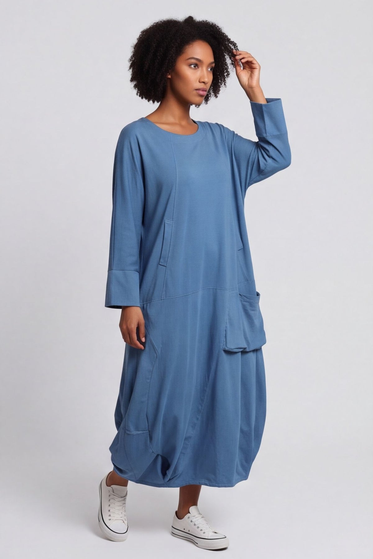 Sharon Pocket Cotton Dress Blue – image 2 of 5