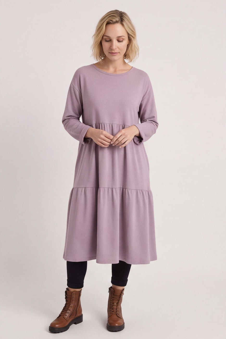 Petunia Tiered Cotton Dress Mauve – image 1 of 5