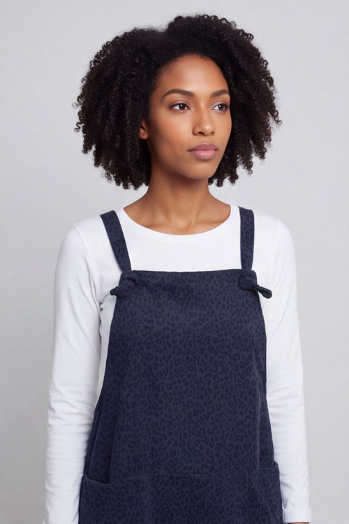 Pabo Leopard Needlecord Dungarees Navy – image 1 of 4