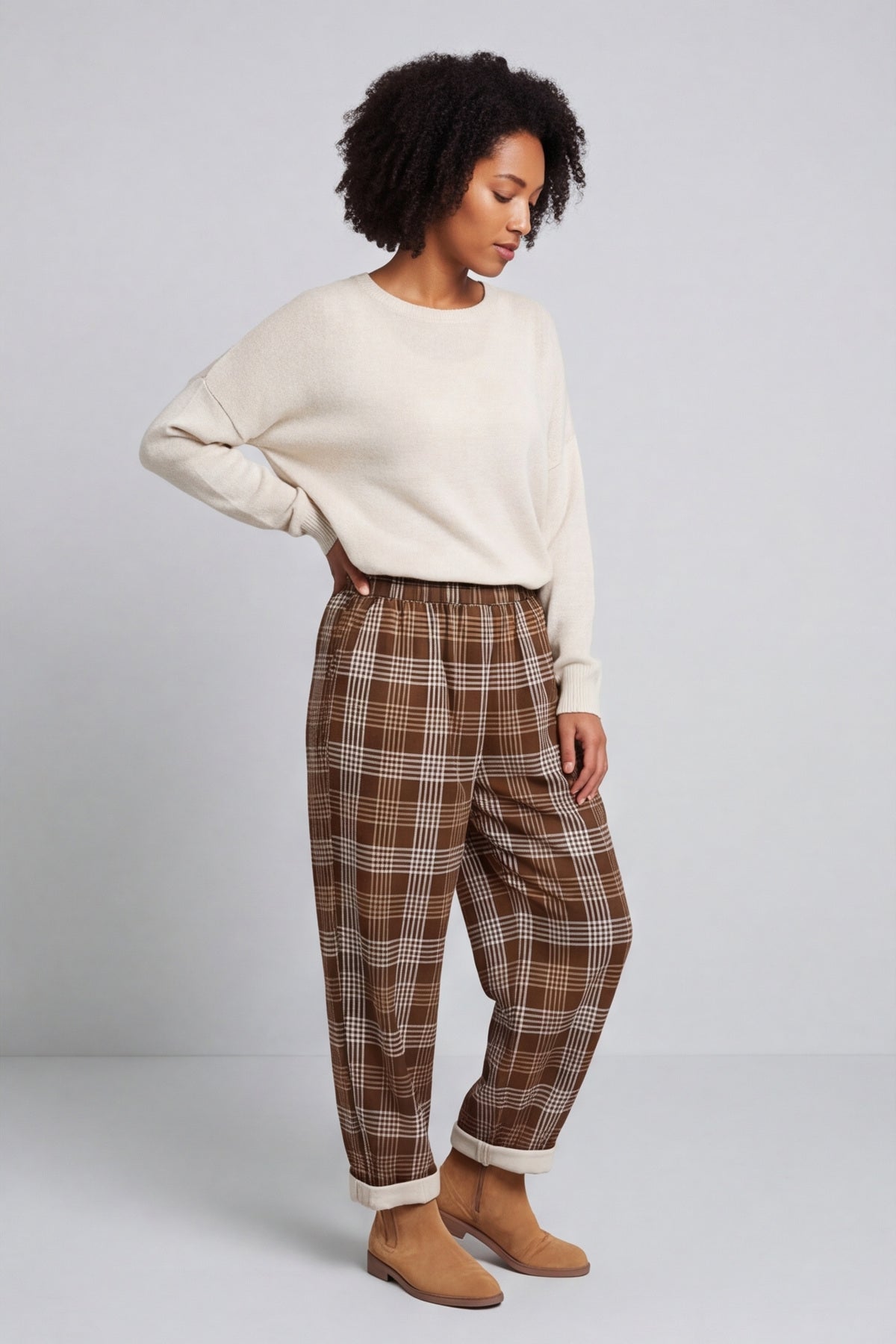 Kirri Check Trousers Cocoa – image 2 of 6