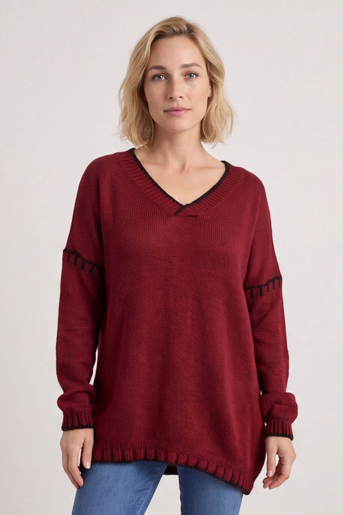 Emma Knitted Jumper Wine – image 1 of 5