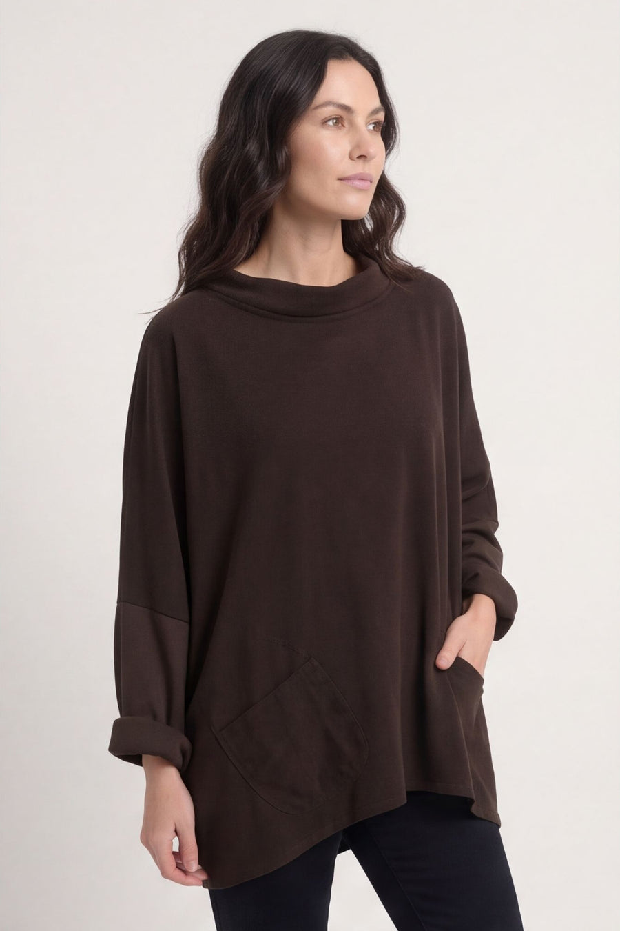 Rhianna Cowl Needlecord Top Cocoa – image 1 of 4