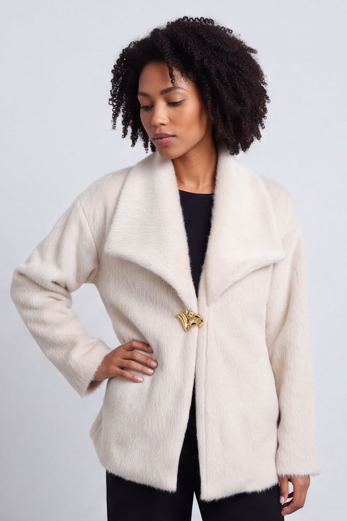 Christine Fluffy Jacket Stone – image 2 of 5