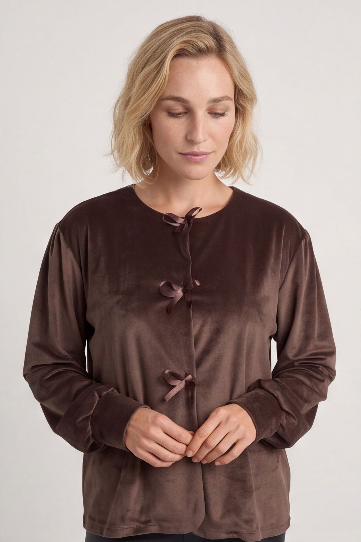 Rhona Bow Front Top Cocoa – image 2 of 6