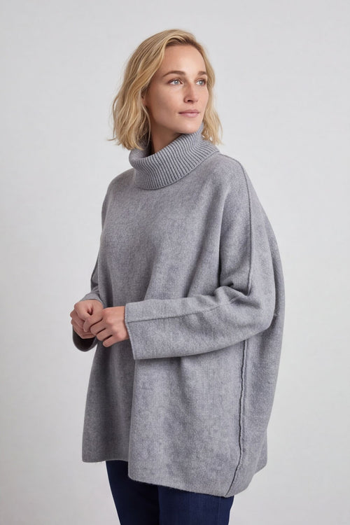 Jude Polo Neck Knitted Jumper Mid Grey – image 2 of 5