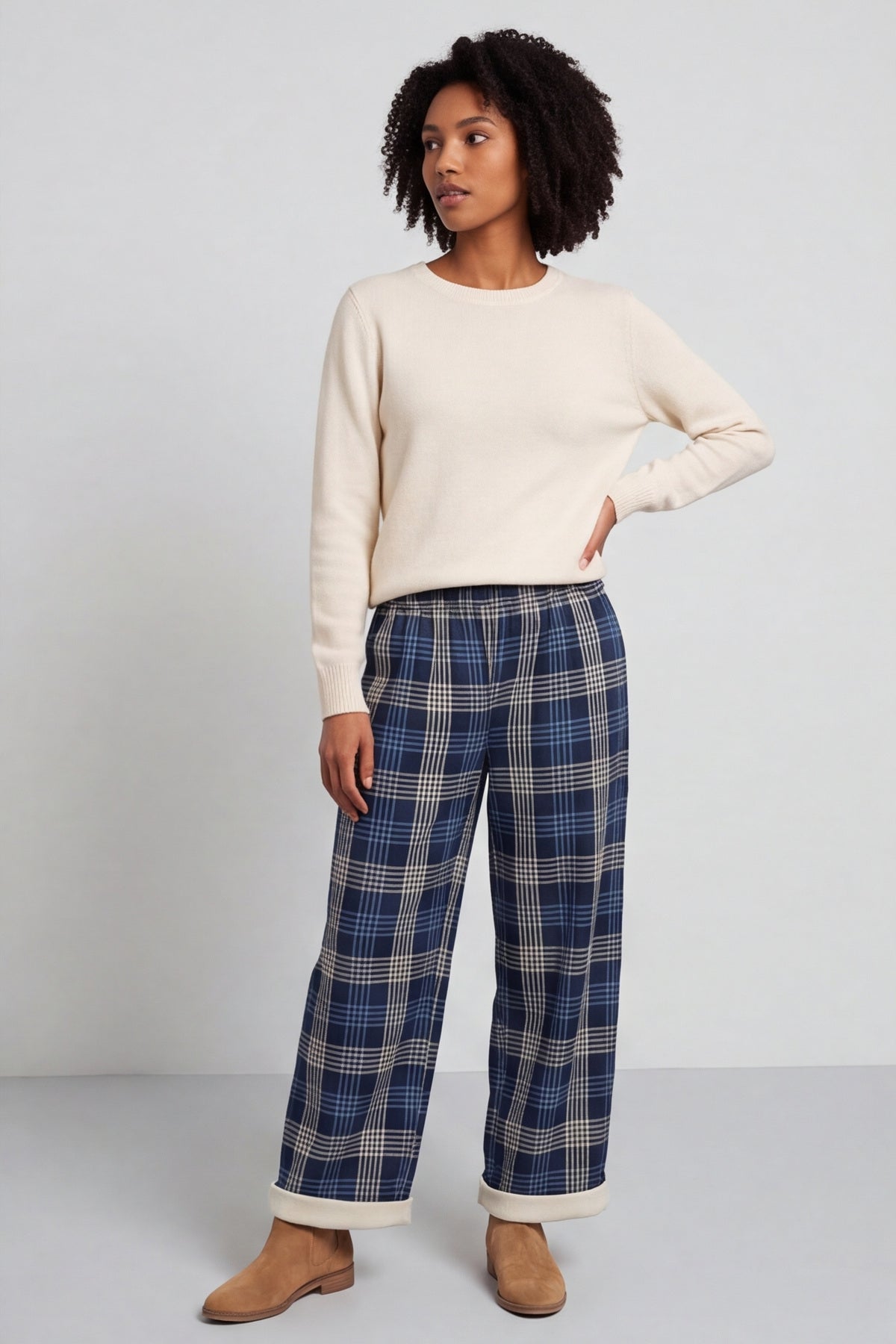 Kirri Check Trousers Navy – image 2 of 6