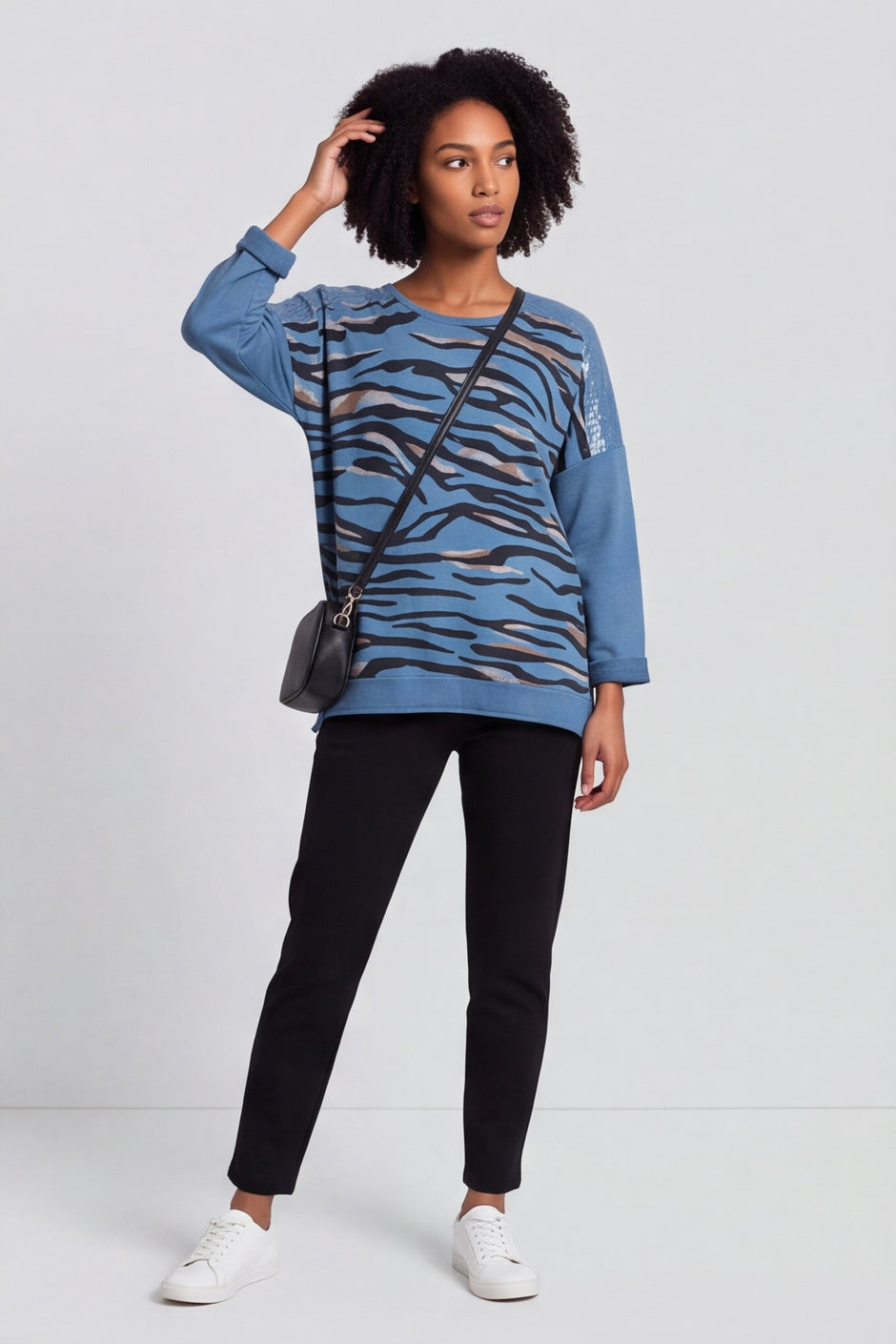 Estella Print Cotton Top Blue – image 1 of 5