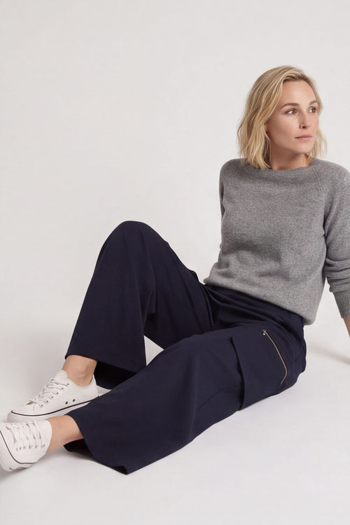Opaline Zip Pocket Cotton Trousers Black - Image 2