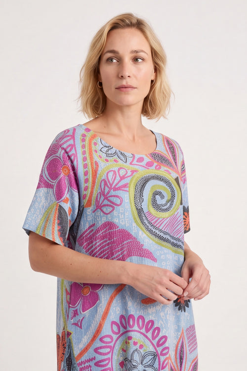 Aurora Leaf Linen Shift Dress – image 2 of 5