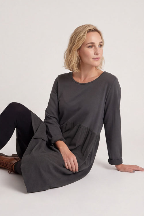 Regana Cotton Dress Charcoal – image 1 of 4