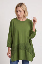 Mozelle Crochet Detail Cotton Top Olive Olive - Mozelle Crochet Detail Cotton Top Olive – image 2 of 5