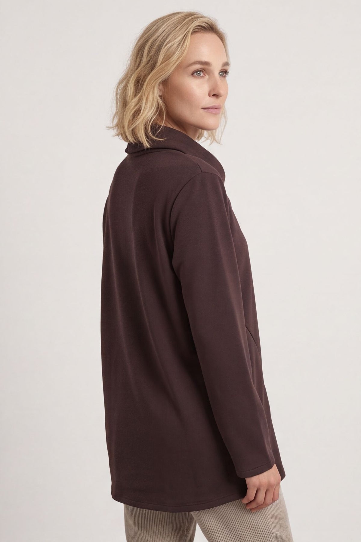 Shaye Zip Detail Cotton Top Cocoa – image 2 of 6