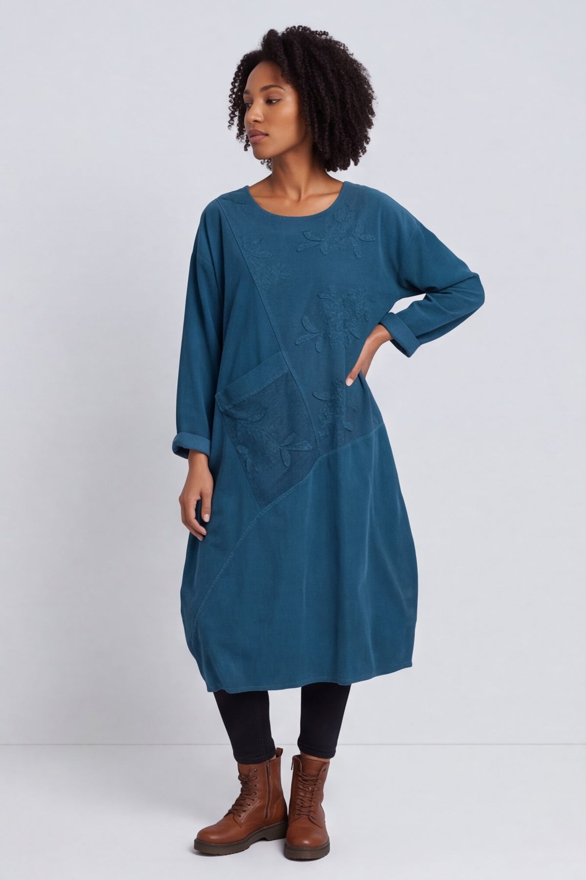 Laurie Needlecord Dress Teal – image 2 of 6
