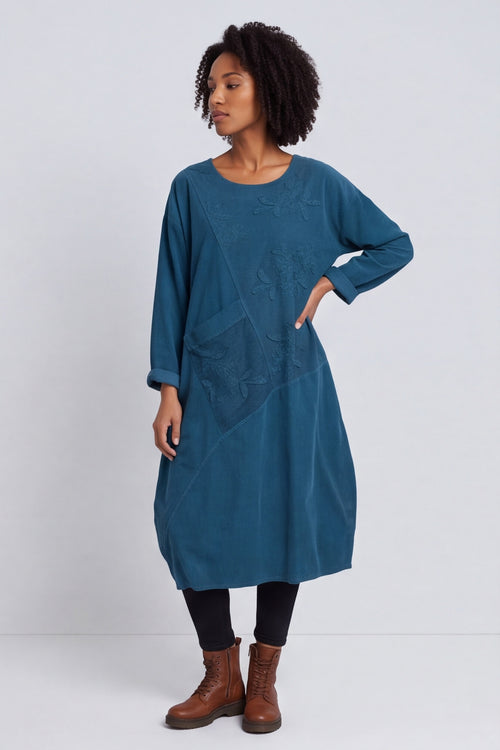 Laurie Needlecord Dress Teal – image 2 of 6