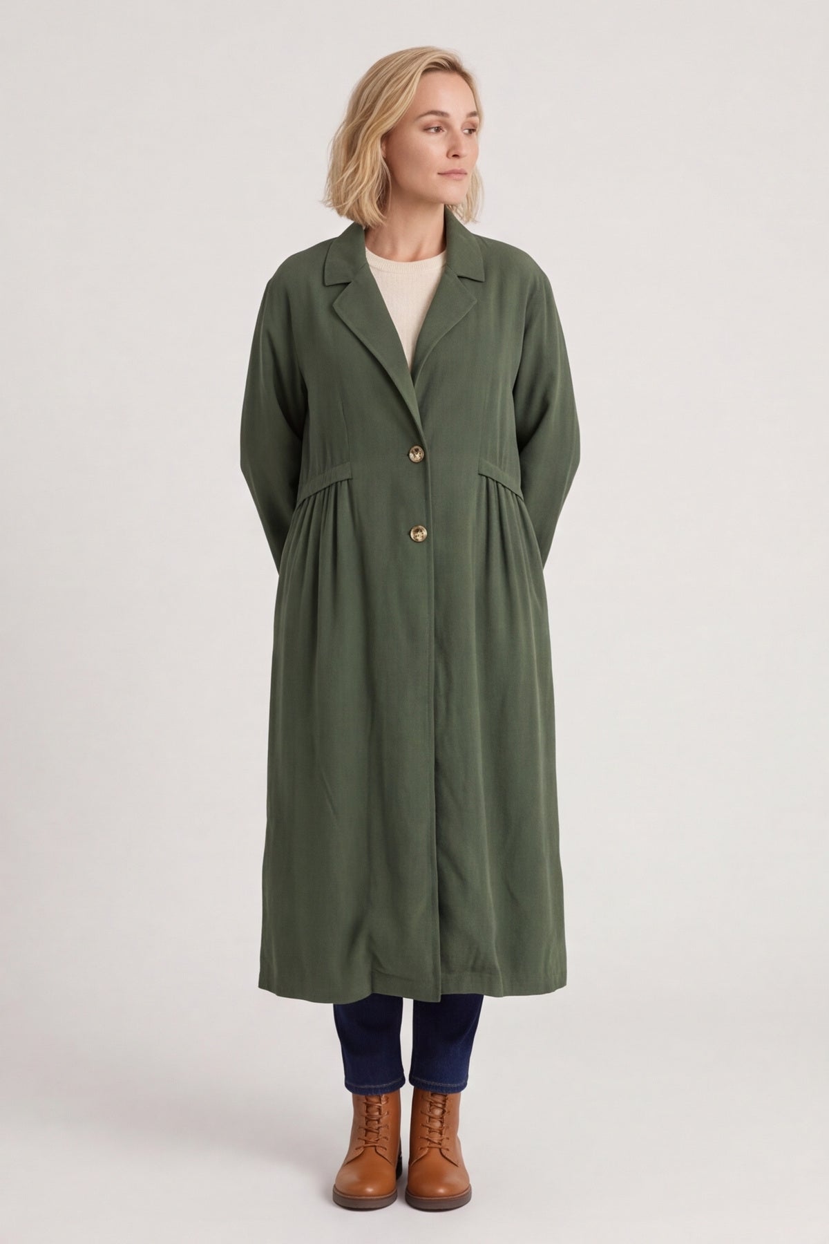 Meryl Long Needlecord Jacket Khaki – image 2 of 5