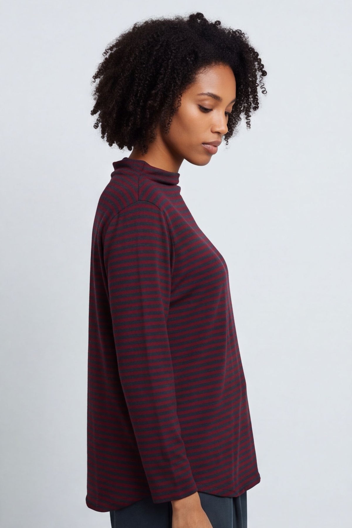 Lyssa Cowl Neck Stripe Top Charcoal – image 2 of 6