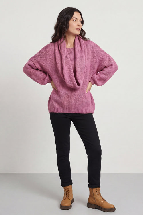 Baylin Scarf Knitted Jumper Pink – image 2 of 6