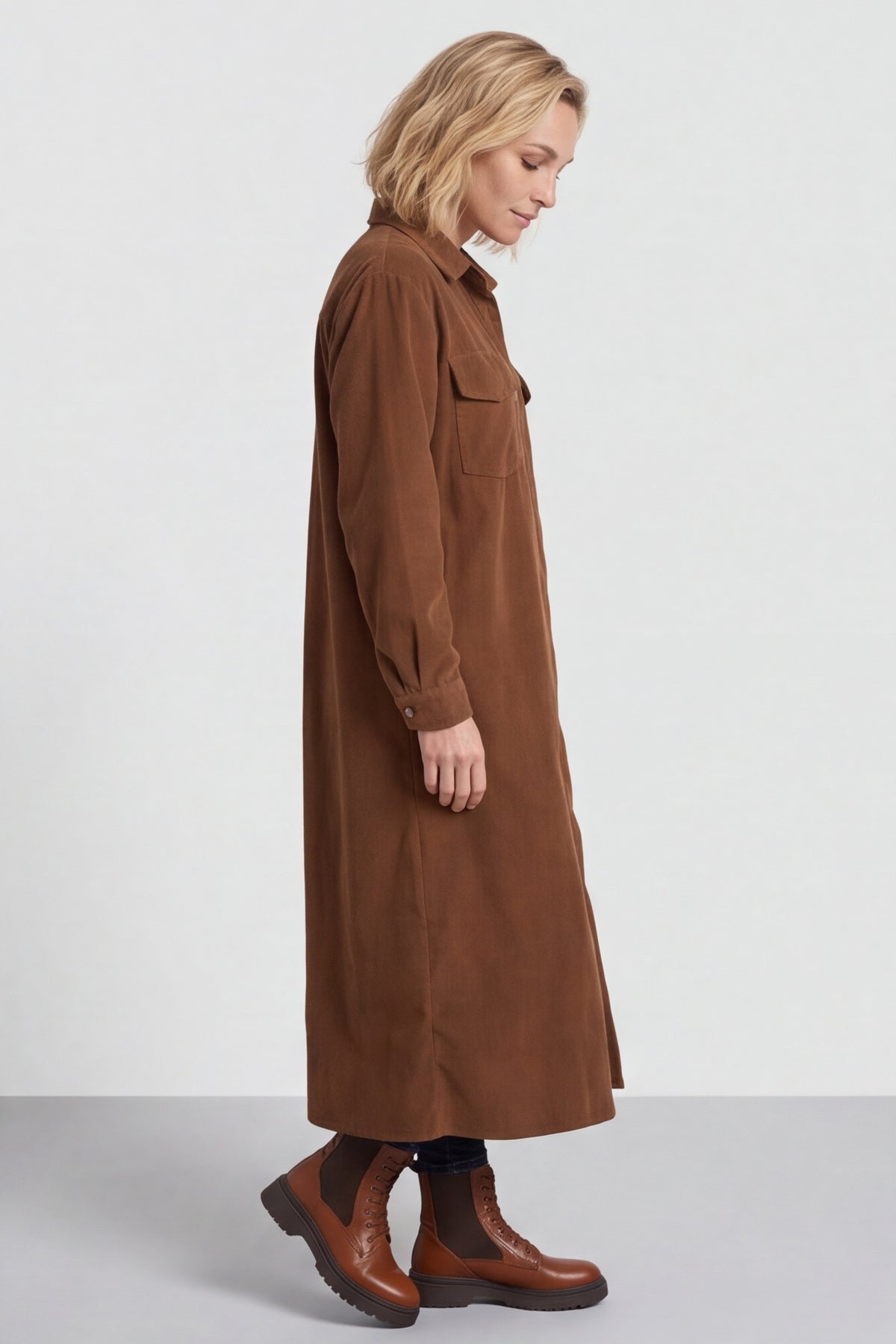 Dezi Needlecord Shirt Dress Nutmeg – image 2 of 6