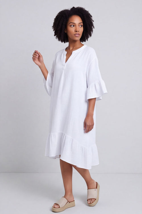 Crespa Crinkle Cotton Dress White – image 2 of 6