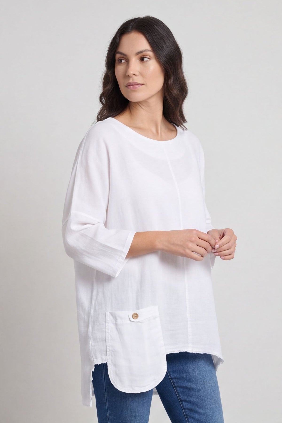 Daisy Linen Top White – image 1 of 5