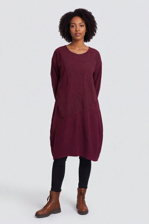 Laurie Needlecord Dress Burgundy – image 2 of 6