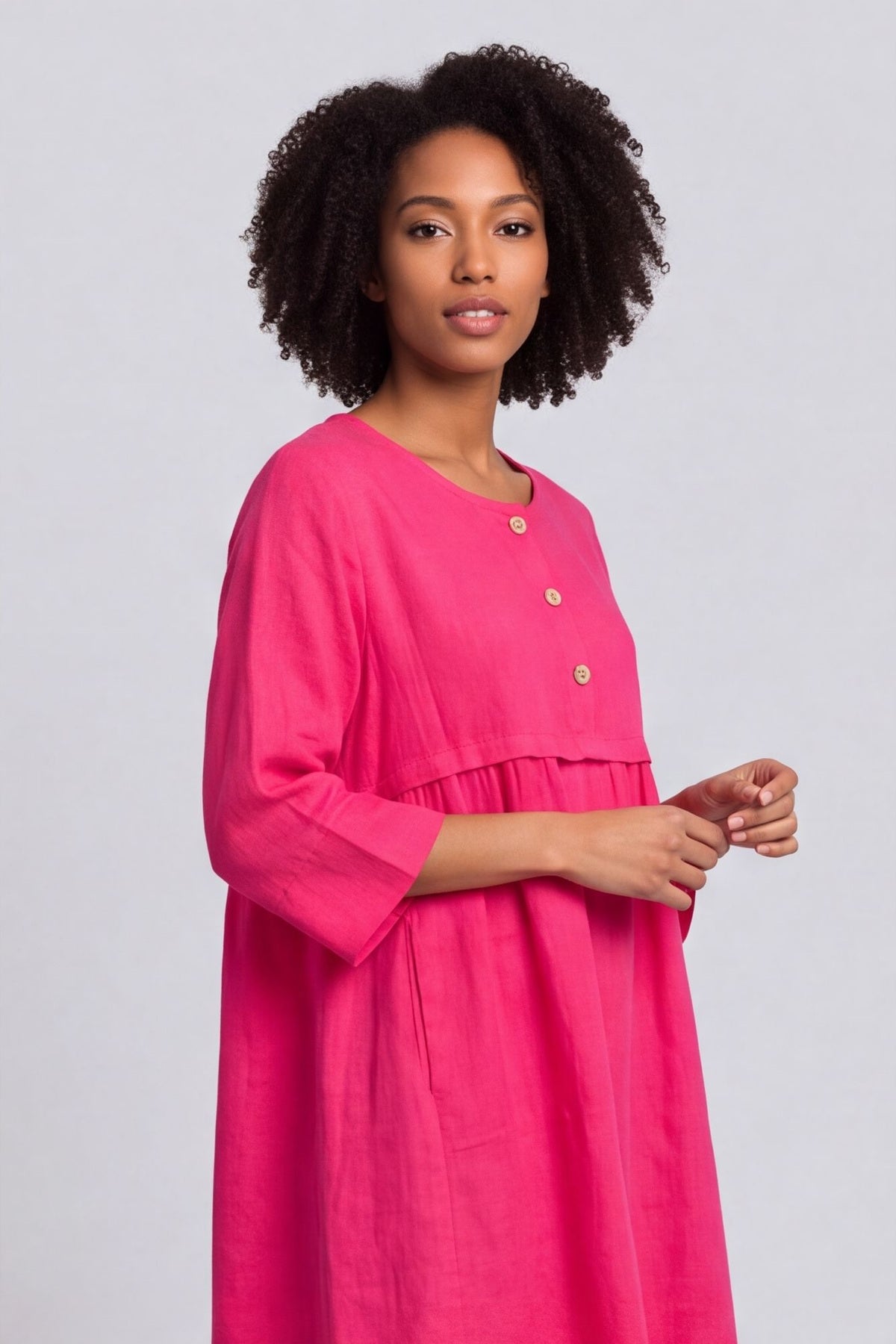 Alara Linen Dress Hot Pink – image 2 of 6