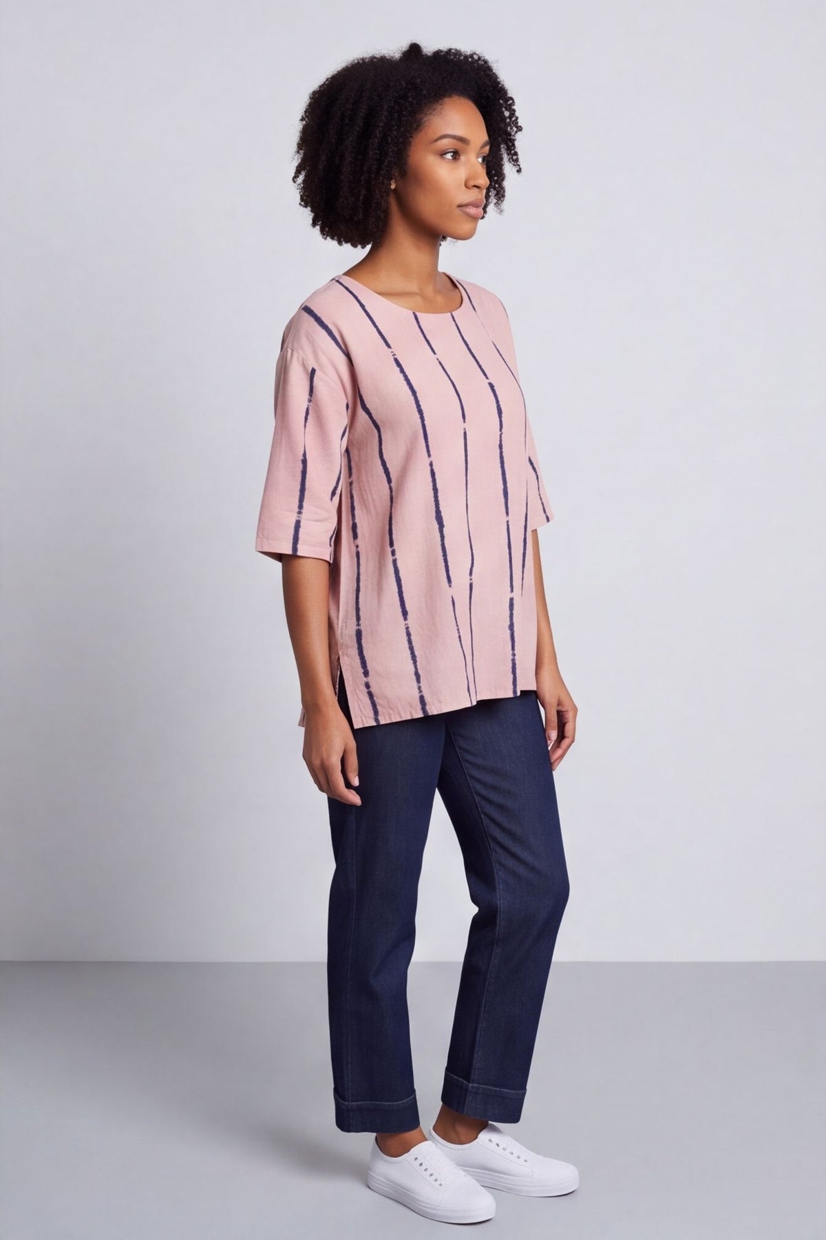 Kalia Stripe Linen Top Pink – image 2 of 6