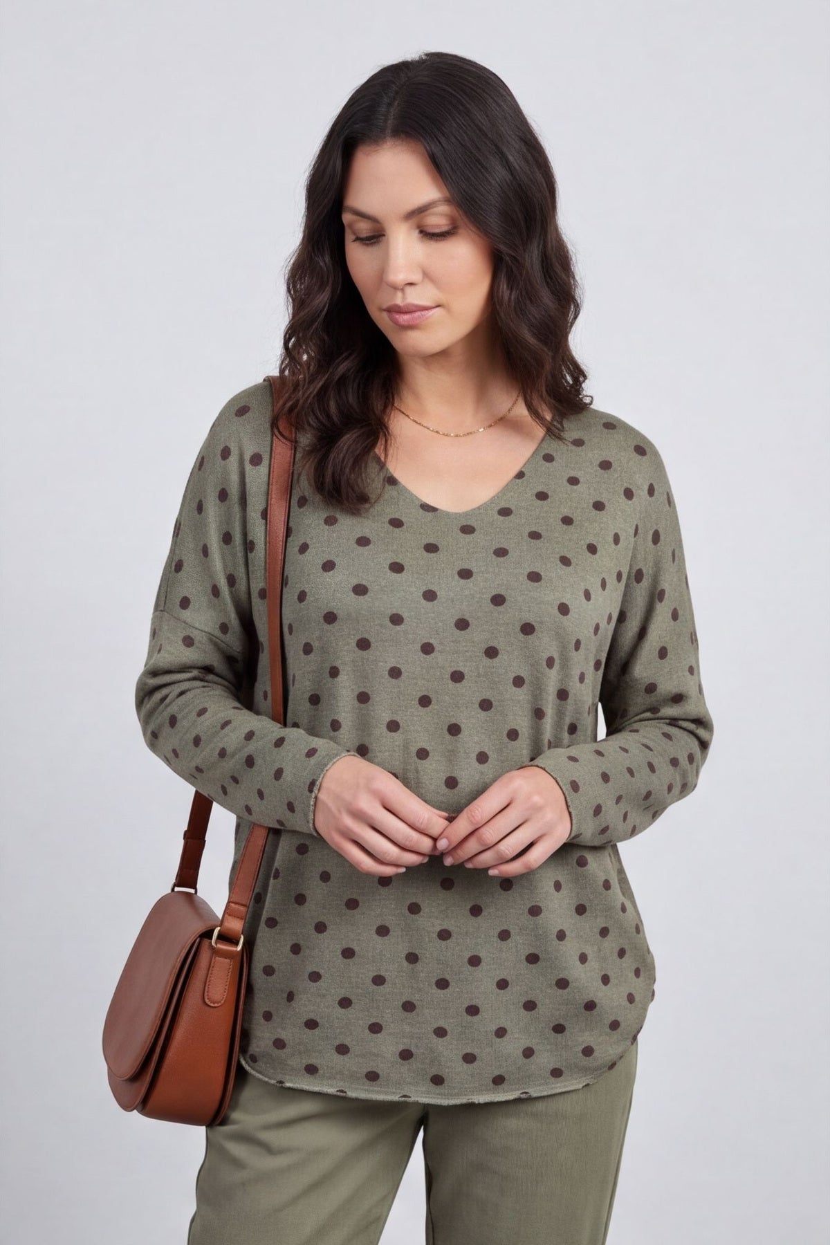 Lola Relaxed Polka Dot V-Neck Top – image 2 of 6