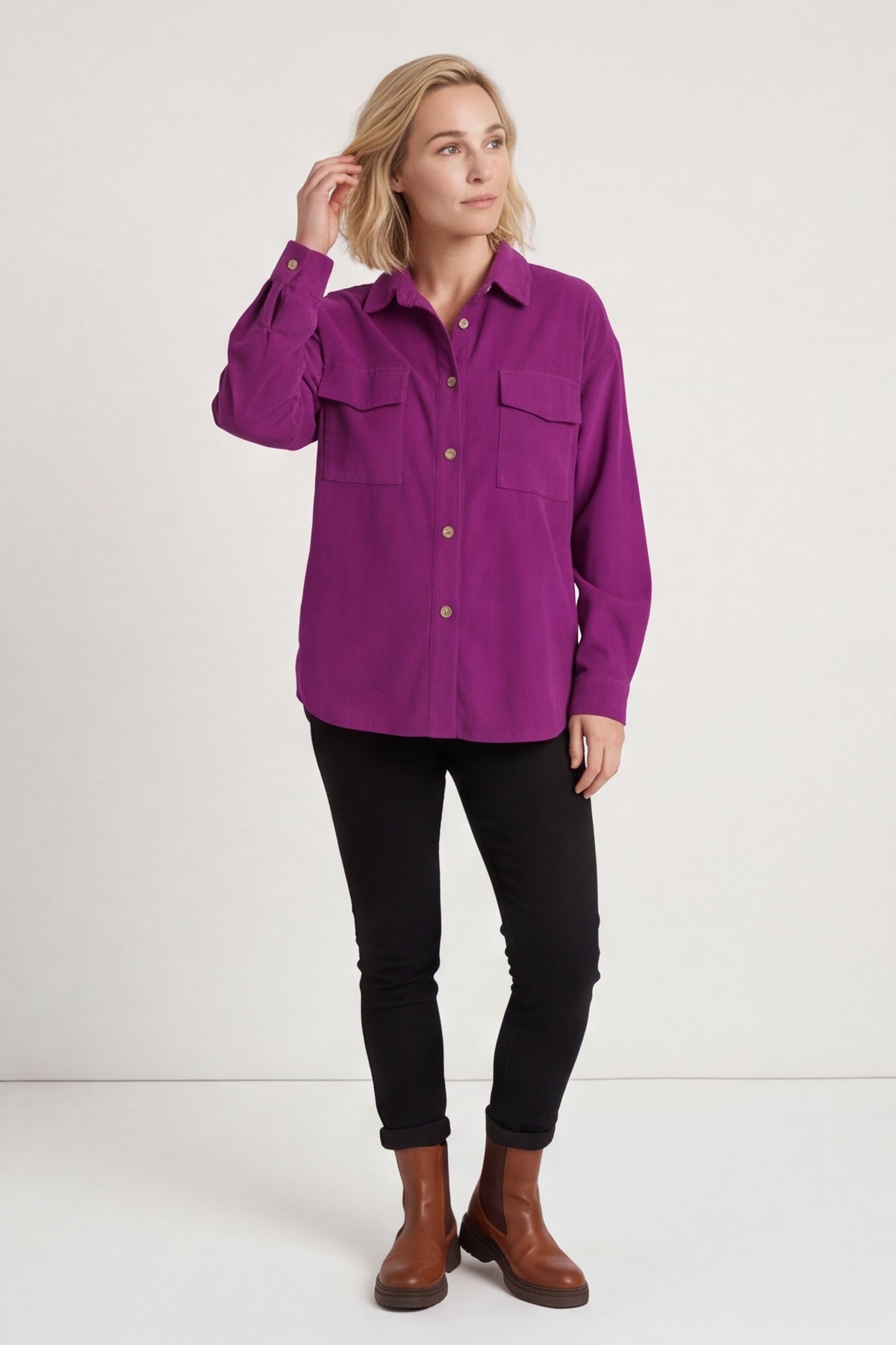 Tonya Needlecord Jacket Berry – image 2 of 6