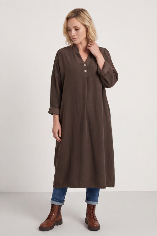 Terrie Needlecord Dress Cocoa – image 2 of 6