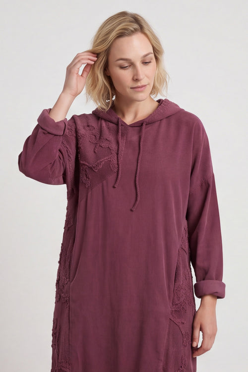Devyn Hooded Needlecord Dress Plum – image 2 of 5