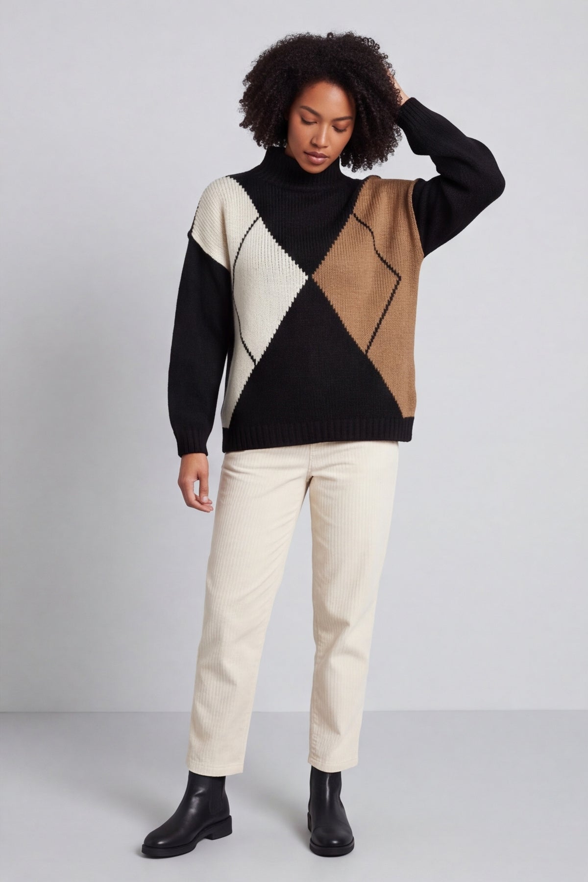Rodina Argyle Knitted Jumper Black – image 2 of 6