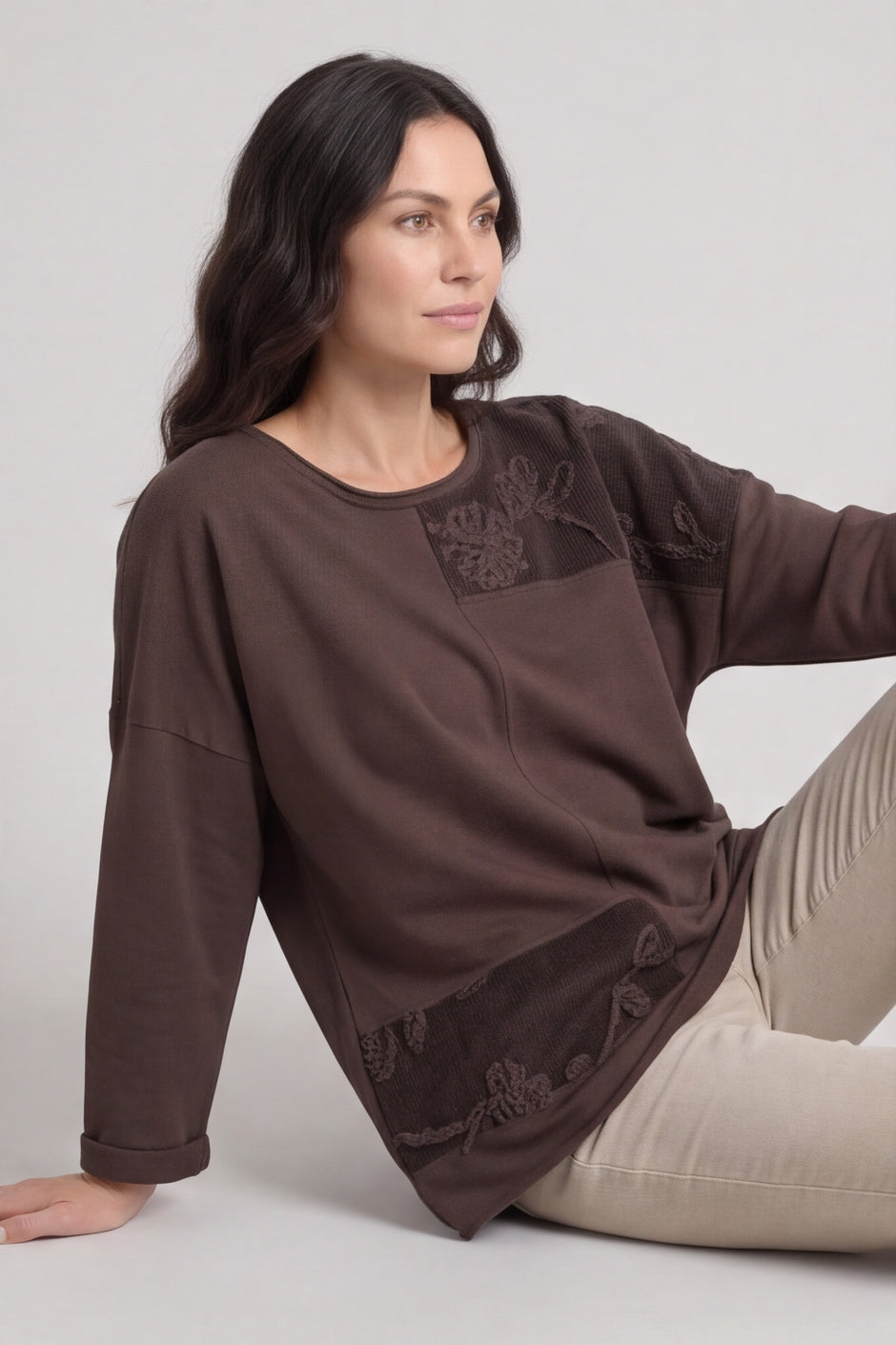 Louise Cord Patch Cotton Top Cocoa – image 2 of 6