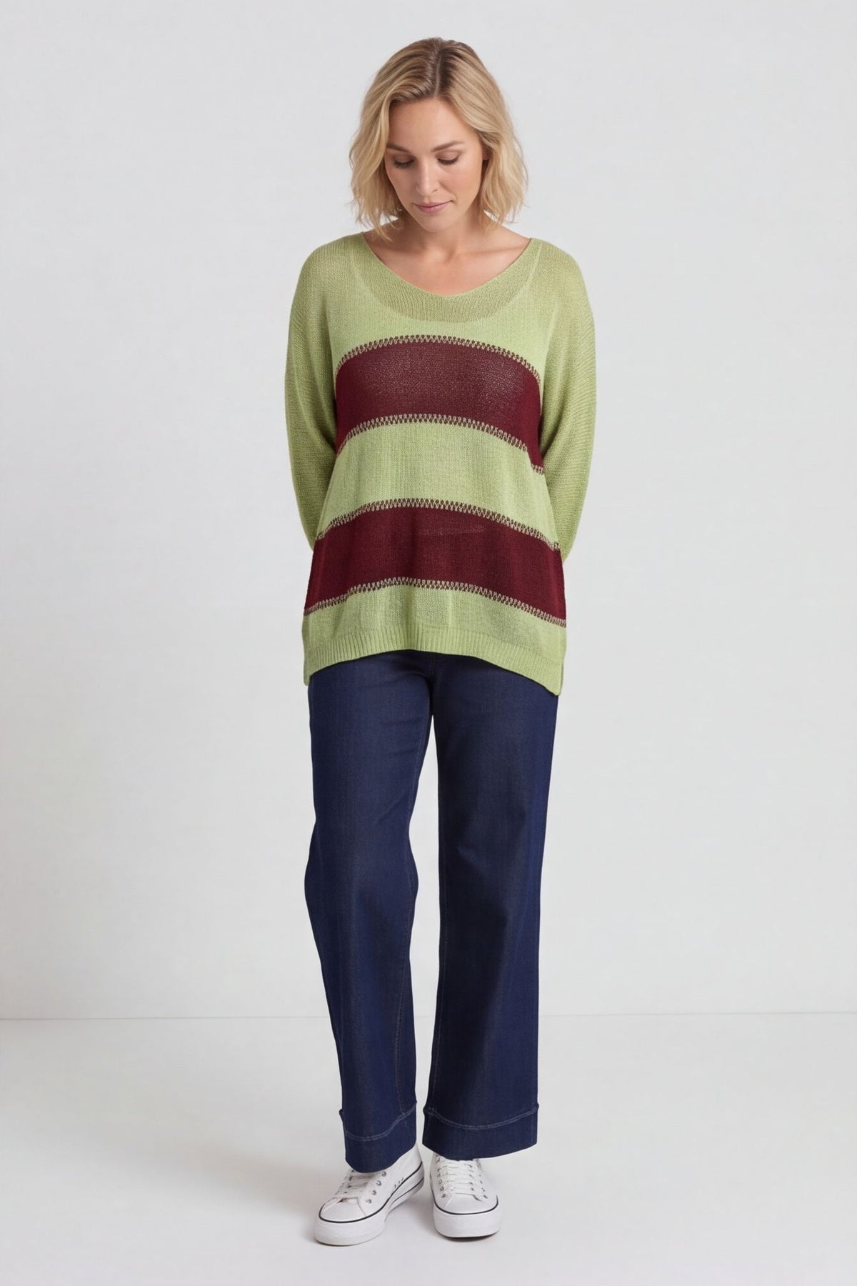 Davena Stripe Knit Top Green – image 2 of 6