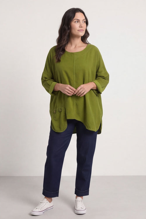 Daisy Needlecord Top Olive – image 2 of 5