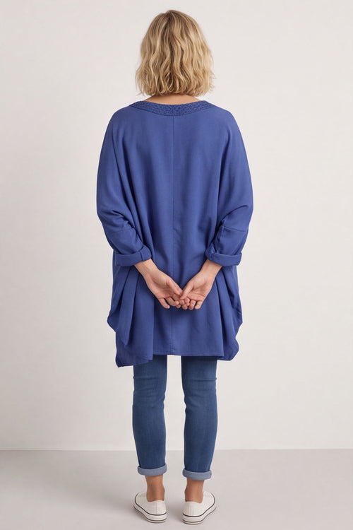 Mozelle Crochet Detail Cotton Top Cobalt – image 2 of 6