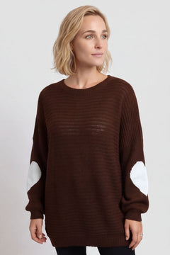 Magdalena Heart Sleeve Knitted Jumper Cocoa – image 2 of 6