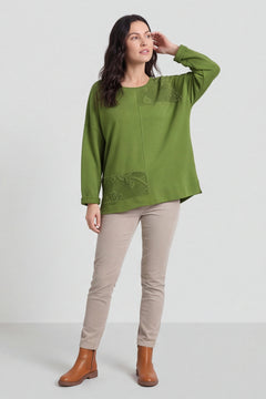 Louise Cord Patch Cotton Top Olive – image 2 of 5